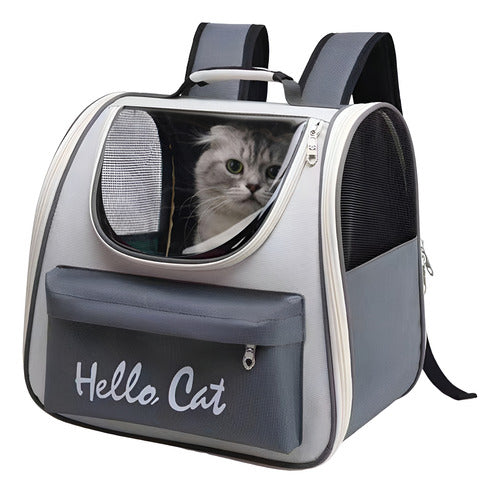 Norplat Mochila Transportador Viaje Mascota Bolso Gato Perro Gris