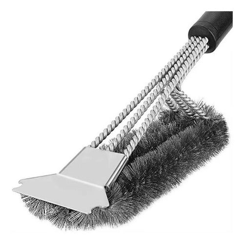 Escobilla Cepillo Limpieza Para Parrillas 3 En 1 - Con Mango