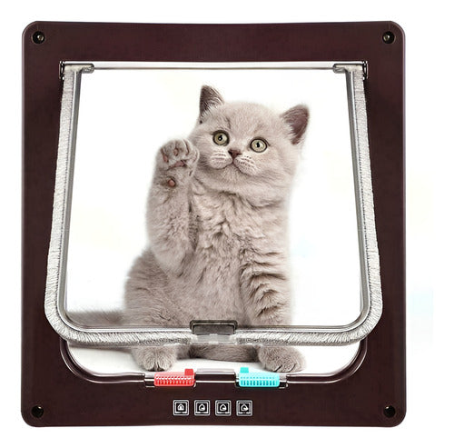 Norplat Puerta Para Gato Perro Mascotas 4 Modos Bloqueo Xl Marrón Oscuro