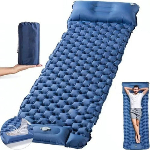 Colchoneta Inflable Plegable Norplat - Acampar Y Senderismo Azul