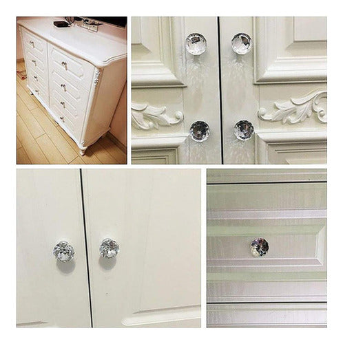 Tirador Cristal Forma Diamante Cajón Armario 10pcs - Norplat Plateado Diamante