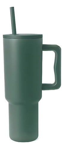 Norplat Tumbler 1180ml Vaso Térmico 40oz 1180ml Con Bombilla Verde Oscuro Lisa