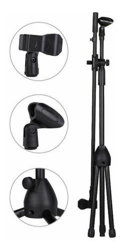 Soporte Pedestal De Micrófono Con Boom Metálico / Atril Negro