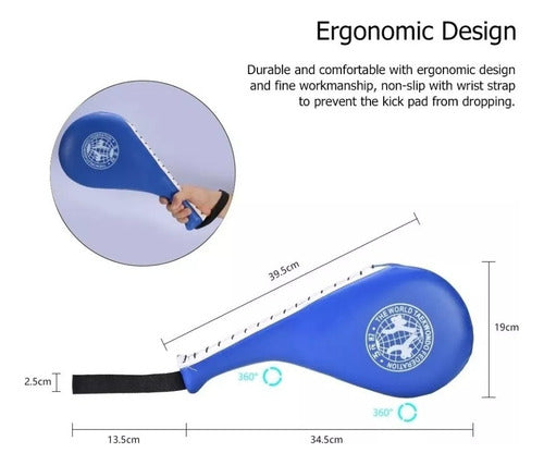 Paleta Doble Para Entrenamientos Golpes Taekwondo - Norplat Azul Standard Mundo