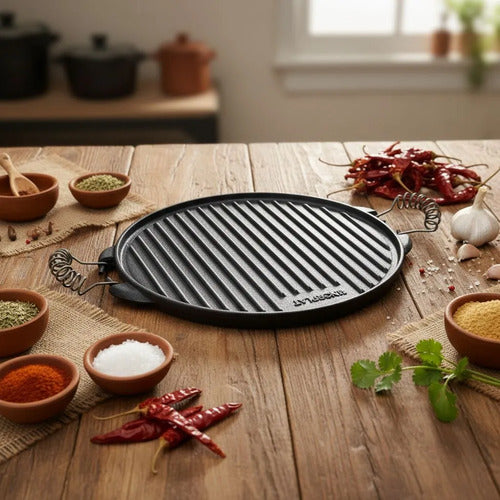 Plancha Churrasquera Reversible Hierro Fundido 32cm Norplat Negro
