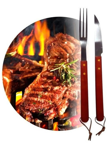 Set Parrillero Para Asado Cuchillo Tenedor Acero Inoxidable