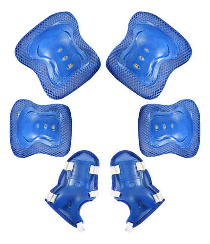Patines 4 Rueda Ajustable Niños/niñas + Proteccion - Rebelde L Azul