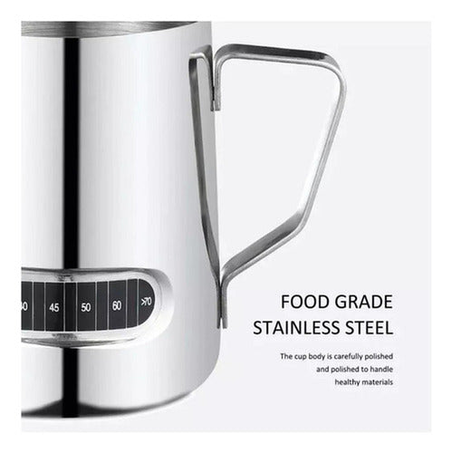 Jarro Lechero Jarra Leche Acero Espuma Texturizar - Norplat Plateado