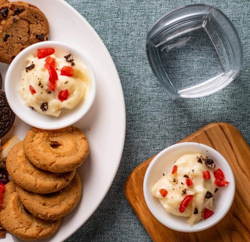 24 Pocillos Norplat De Cerámica - Salsa Soya Pebre 7.5x2.2cm Blanco