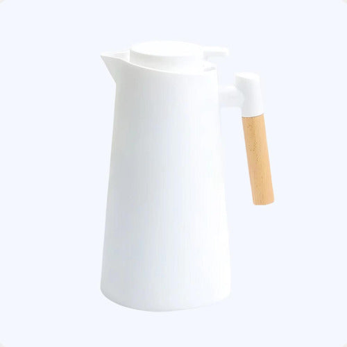 Jarra Termica Norplat 1 Litro Vidrio Aislante Calor Frio Blanco