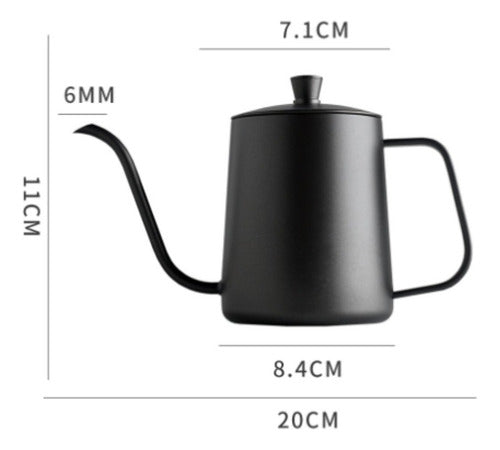 Tetera Cuello Cisne Negra 350 Ml Café Te De Acero Inoxidable Negro