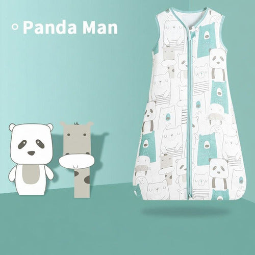 2 Pijamas Bebe Saco Dormir Sin Mangas 100% Algodon - Norplat Blanco Panda Y Monstruos S