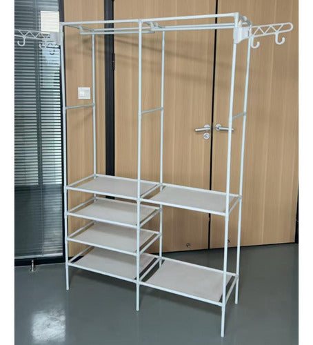 Organizador Ropa Colgador Perchero Con Estantes - Norplat Blanco