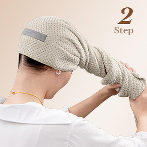 Toalla Turbante Para El Cabello Pelo De Microfibra - Norplat Beige Lisa