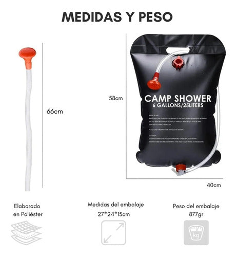 2 Ducha Portatil Recargable Norplat - Ducha Solar Baño 20lts Negro