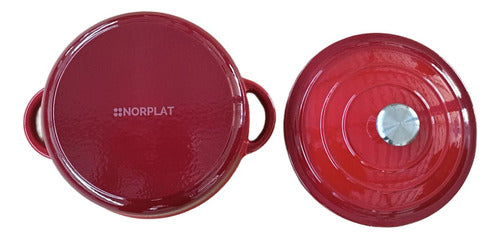 Olla De Hierro Fundido Esmaltada 24 Cm 3.5 Lts - Norplat Rojo