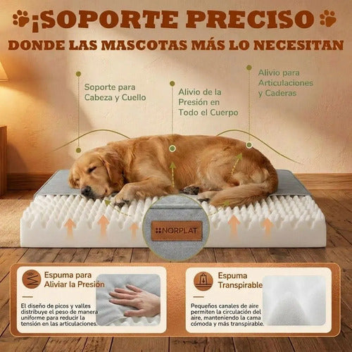 Cama Colchon Ortopedico Norplat 110cm Xxl Perro Antiestres  Gris Claro Ortopédico