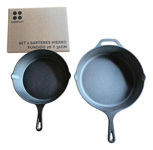 Set De 2 Sartenes Hierro Fundido 10 Y 12 Pulgadas - Norplat Negro