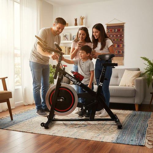 Bicicleta Estatica Norplat S10k Spinning Fija Fitness 10kg Negro