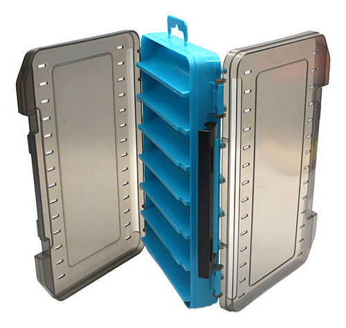 Caja Porta Señuelos Pesca 14 Compartimientos Doble - Norplat Azul