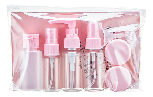 Kit De Viaje Portátil Botella Spray Dispensador Líquidos Celeste Transparente