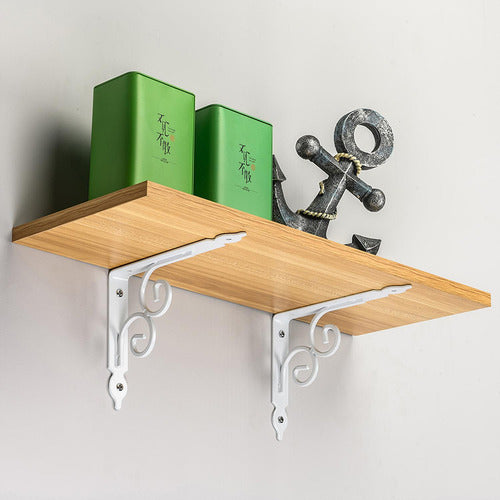 6 Soporte Repisa Flotante Estante Metal Pared Ángulo Norplat Blanco