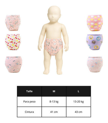 6 Calzon Entrenamiento Algodón Pull Up Reutilizable Norplat Nena L - 13 A 20 Kg
