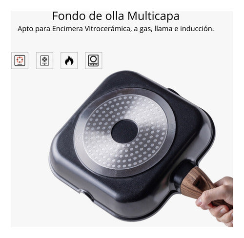 Plancha 28 Cm Antiadherente Aluminio Fundido Grill - Cukin Negro