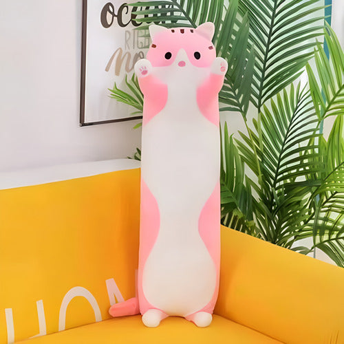 Peluche Almohada Gatito Largo 70cm Grande - Norplat Gris