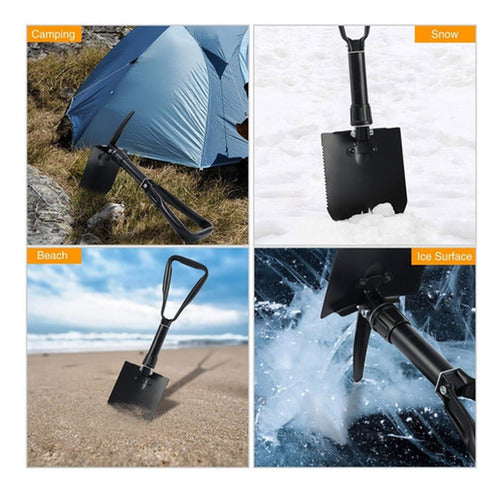 Pala Plegable Picota Sierra 2 En 1 Militar Camping - Norplat Negro