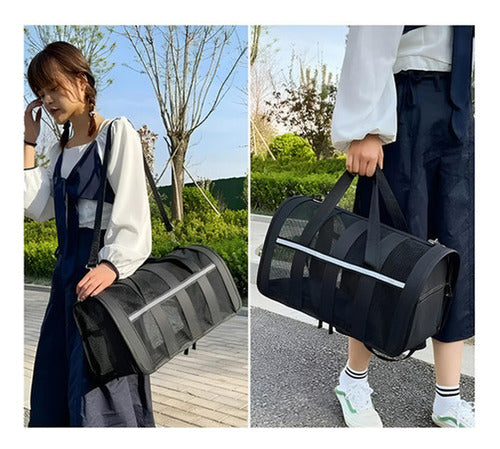Bolso Transporte Mascota Norplat - Transportador Perro Gato Negro