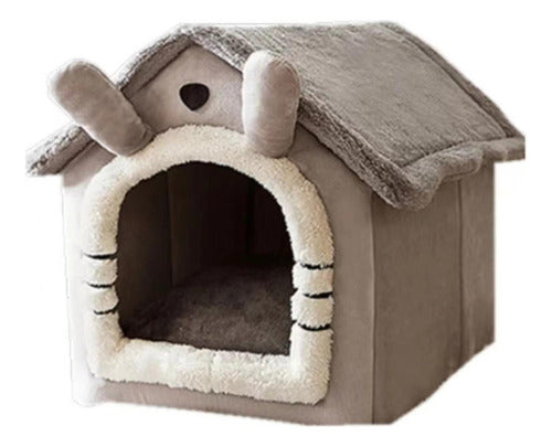 Cama Casa Iglu Felpa Suave Invierno Gatos Perros L - Norplat Gris Conejito