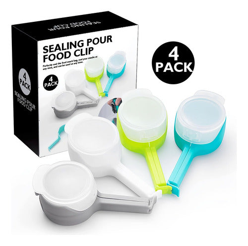 Pack 4 Clips Sella Bolsas Alimentos Con Tapas - Norplat Multicolor