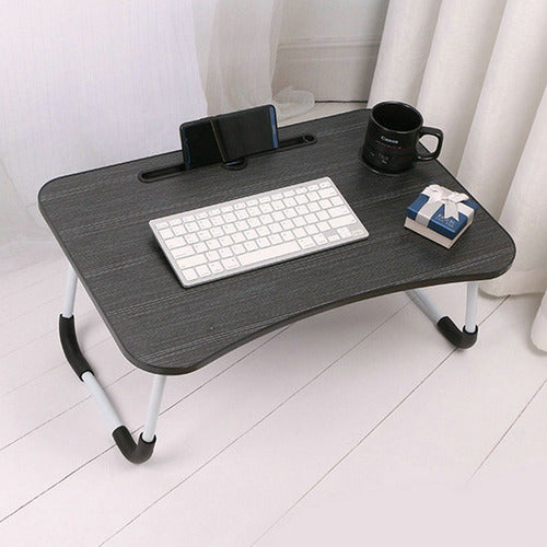 Mesa Cama  60x40x28cm Portatil Desayuno Bandeja Madera Cukin Gris Oscuro