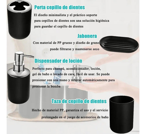 Set De Accesorios Para Baño - 6 Piezas - Norplat Negro