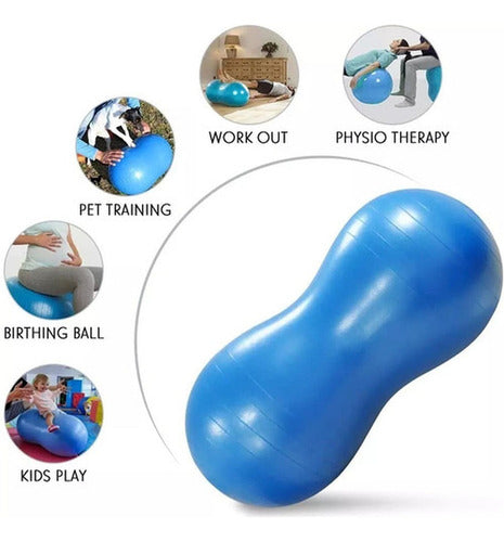 Balón Ovalado Pilates Yoga Tipo Maní 90x45cm Kine - Norplat Azul