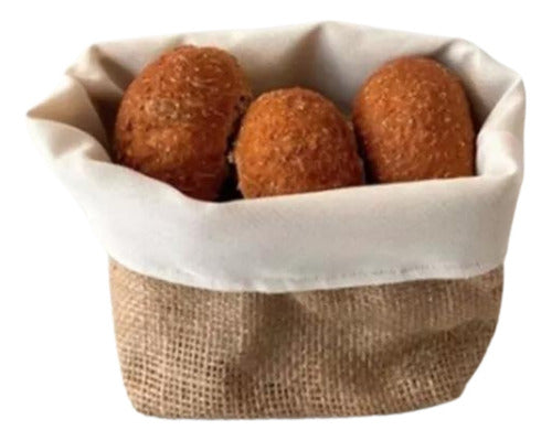 Panera Cesto De Tela Arpillera Organizador Frutera Redonda Blanco Arpillera