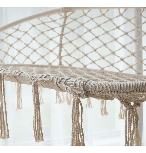 Silla Hamaca 2 Plazas Colgante Artesanal De Macrame Norplat Macramé Beige Claro