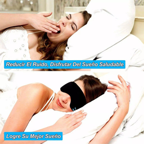 Antifaz Audífonos Bluetooth Inalámbricos Para Dormir Estéreo Negro Liso