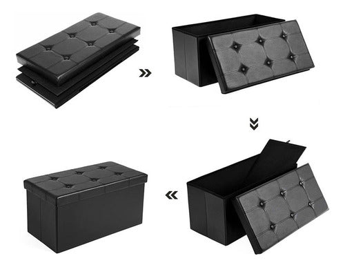 Puff Baul Asiento Organizador Plegable Banqueta - Norplat Negro