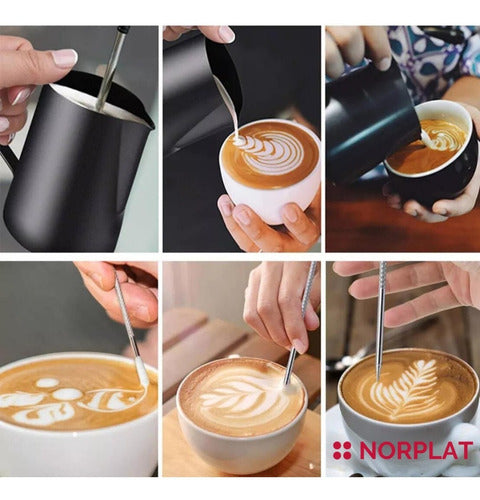 Jarra Para Texturizar Leche 350ml Espuma Latte Barista Cukin Negro