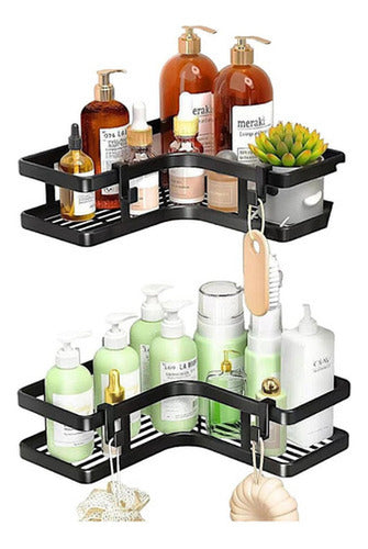 2 Organizador Esquinero Ducha Repisa Estante Baño - Norplat Negro