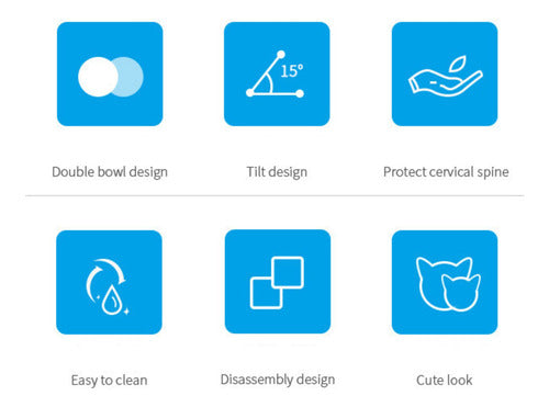 Plato Doble Para Mascotas Con Forma De Gato 15° - Wuf Blanco