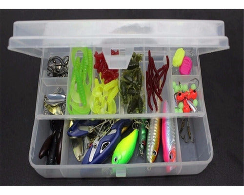 Kit De Pesca 101 Señuelos Alicates Anzuelos Vinilos Norplat Multicolor