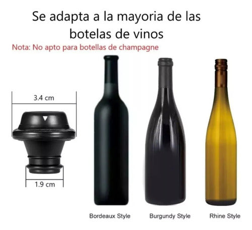 Vino Botella Bomba De Vacio 4 Tapones Extractor Aire - Cukin Negro