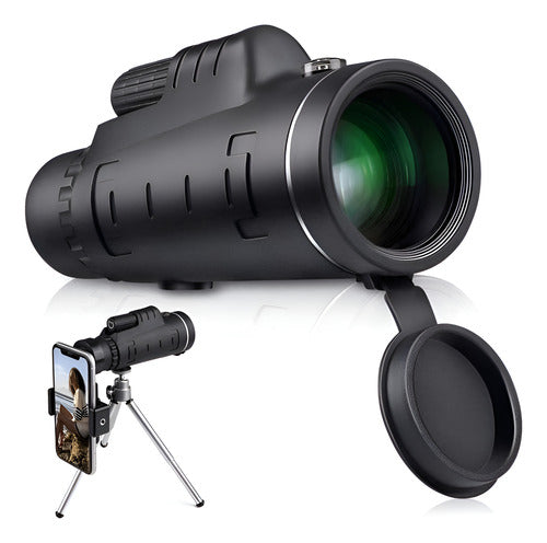 Telescopio Monocular Hd 40x60 Tripode Y Adaptador - Norplat Negro