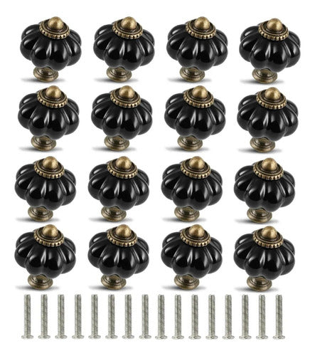 12 Manillas Mueble Tiradores Cocina Vintage Mueble - Norplat Negro Calabaza