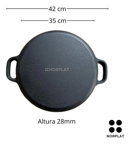 Molde Pizza 34cm Pizzera Argentina Hierro Fundido - Norplat Negro