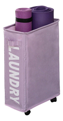 Canasto Ropa Sucia Con Ruedas / Cesto Ropa Sucia - Norplat Púrpura Lisa