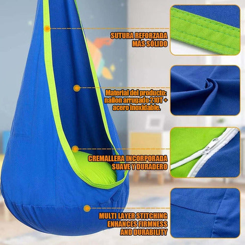 Columpio Sensorial Hamaca Colgante Niños + Cojín - Norplat Azul